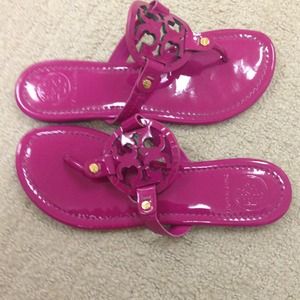 Pink patent sandals