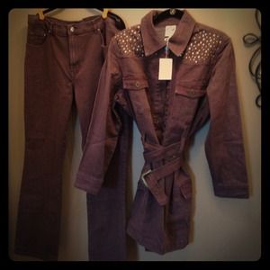 Dark brown JEAN stretch shirt/jacket/dress & jeans