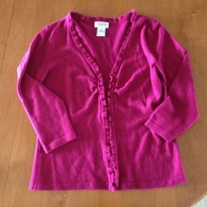 Cardigan,Talbots, Small,lite weigh raspberry color