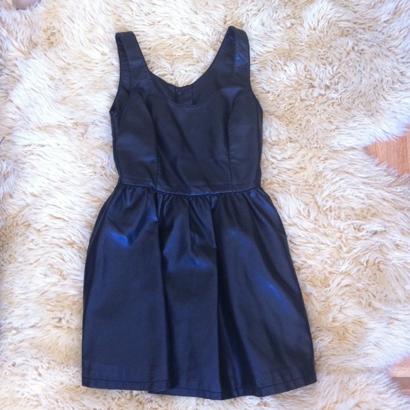 Leather-like jumper dress