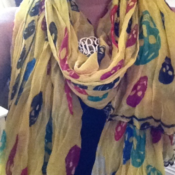 Yellow multi colored skull scarf