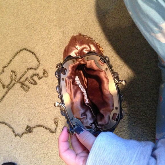 Fun designed tan night bag - Picture 2 of 2