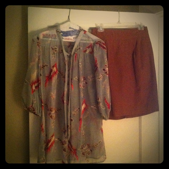 Bundle - Silk Trinity blouse & Merona Skirt