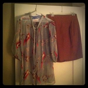 Bundle - Silk Trinity blouse & Merona Skirt