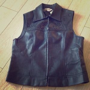 Black Faux Leather Vest (Large)
