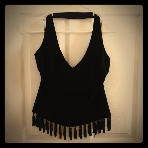 NWT Mica Velvet Halter Beaded