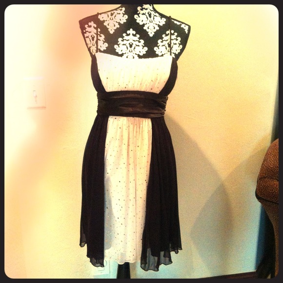 Brown and off-white sparkly homecoming dress