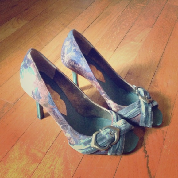 Nine West Metallic Upholstered Peep Toe Pumps