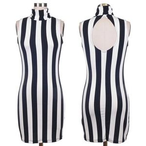 Sexy crop neck stripe dress.