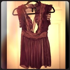 Purple sheer Windsor top