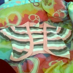 White,Grey, and pink shrug