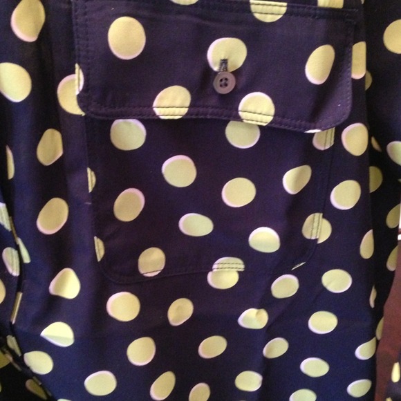 NWOT Blue and lime green polka dot tunic - Picture 2 of 3