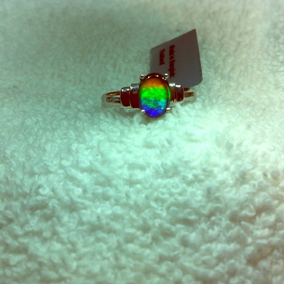 Ammolite Jewelry - AA Grade Ammolite Sterling Silver Ring.
