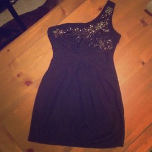 Black one-shoulder beaded Forever 21 dress