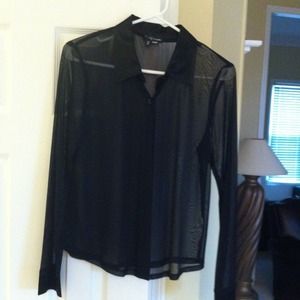 Sexy black sheer blouse