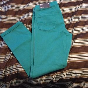 American Eagle turquoise skinny jeans