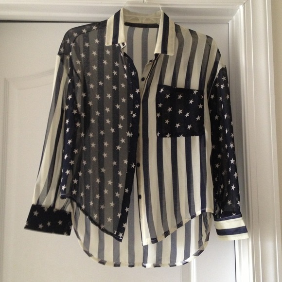 Sheer American flag inspired blouse