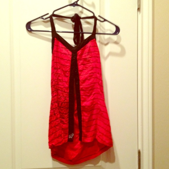 Fox red and black printed halter.