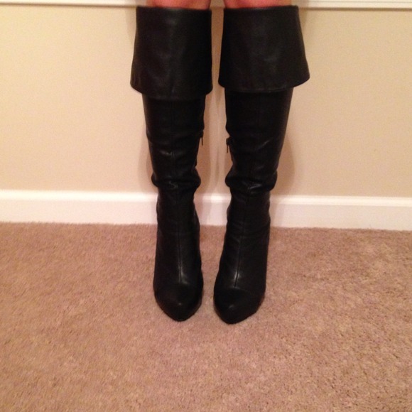 Leather thigh high boots