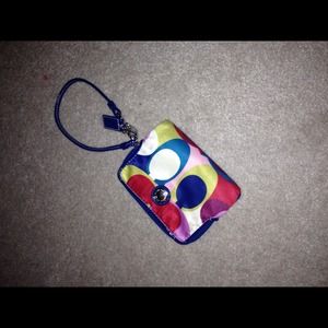 Multicolored COACH wristlet