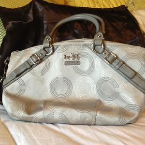 Silver coach shoulder bag