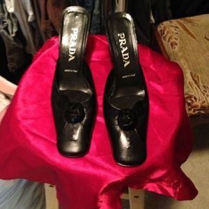 Prada suit mule, black leather