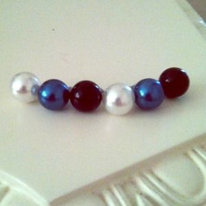 Pearl,Dark Blue&Black Dot earrings