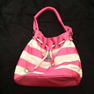 Pink and white purse