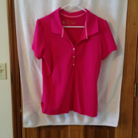 Hot pink short sleeved polo