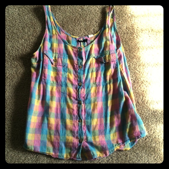 Urban outfitters plaid button down tank top - Picture 1 of 4