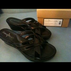 Cole Haan black patent leather sandals