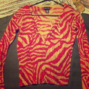 Pink/tan zebra print cardigan