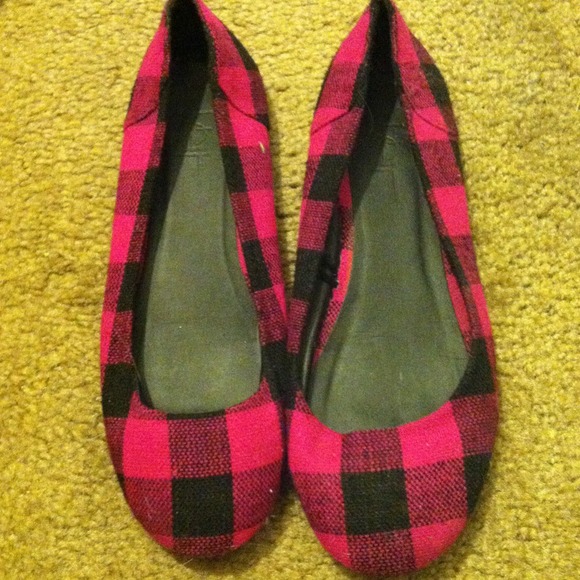 Pink and Black Plaid Ballet Flats