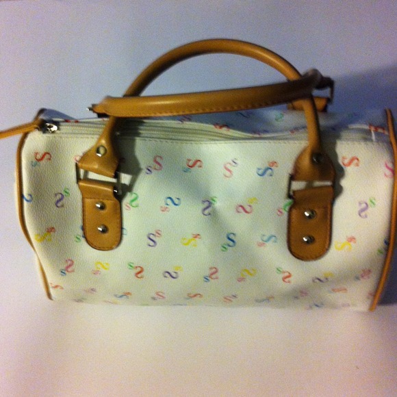 Medium white purse with multicolored 'S' - Picture 1 of 3