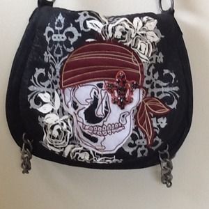 Royal Plush grunge skull messenger NWOT
