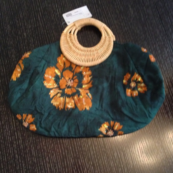 Green & Orange Aloha Bag w/Beads & Sequins - Picture 1 of 1