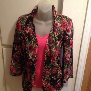 Sheer floral blazer