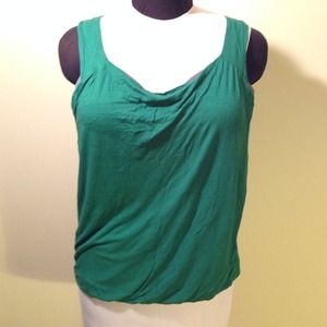 Emerald green drape neck sleeveless knit top