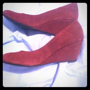 Burgundy suede wedges