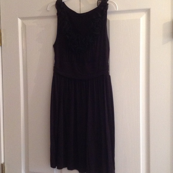 Knit dress with floral detail at neck, beautiful!