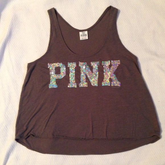 TRADED Victoria's Secret Pink Tank Top Glitter XS