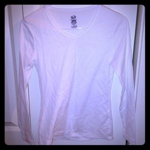 V-neck white long sleeve top
