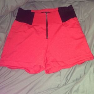High waisted coral shorts