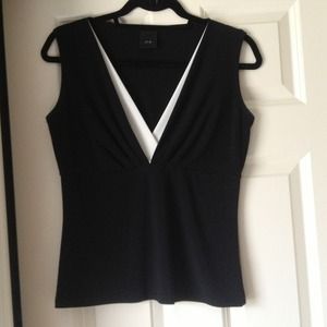Black top with plunge neckline