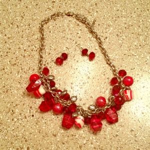 Red and white beaded necklace.
