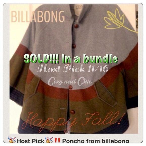 🎉Host Pick🎉‼️Poncho from billabong