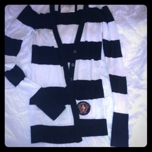 Black and white striped cardigan