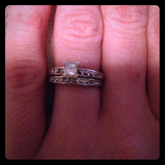 Princess cut diamond ring & band