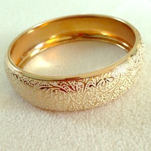Gold & White Bangle Bracelet