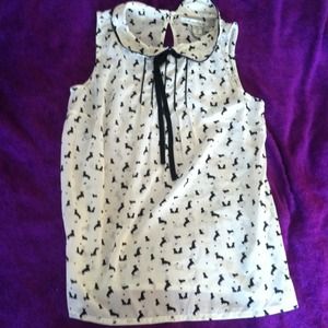 Black and white collared tank